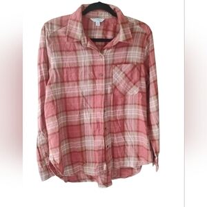 Time & Tru Plaid Long Sleeve Button Down Shirt SZ 4/6 NWT